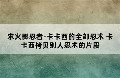 求火影忍者-卡卡西的全部忍术 卡卡西拷贝别人忍术的片段